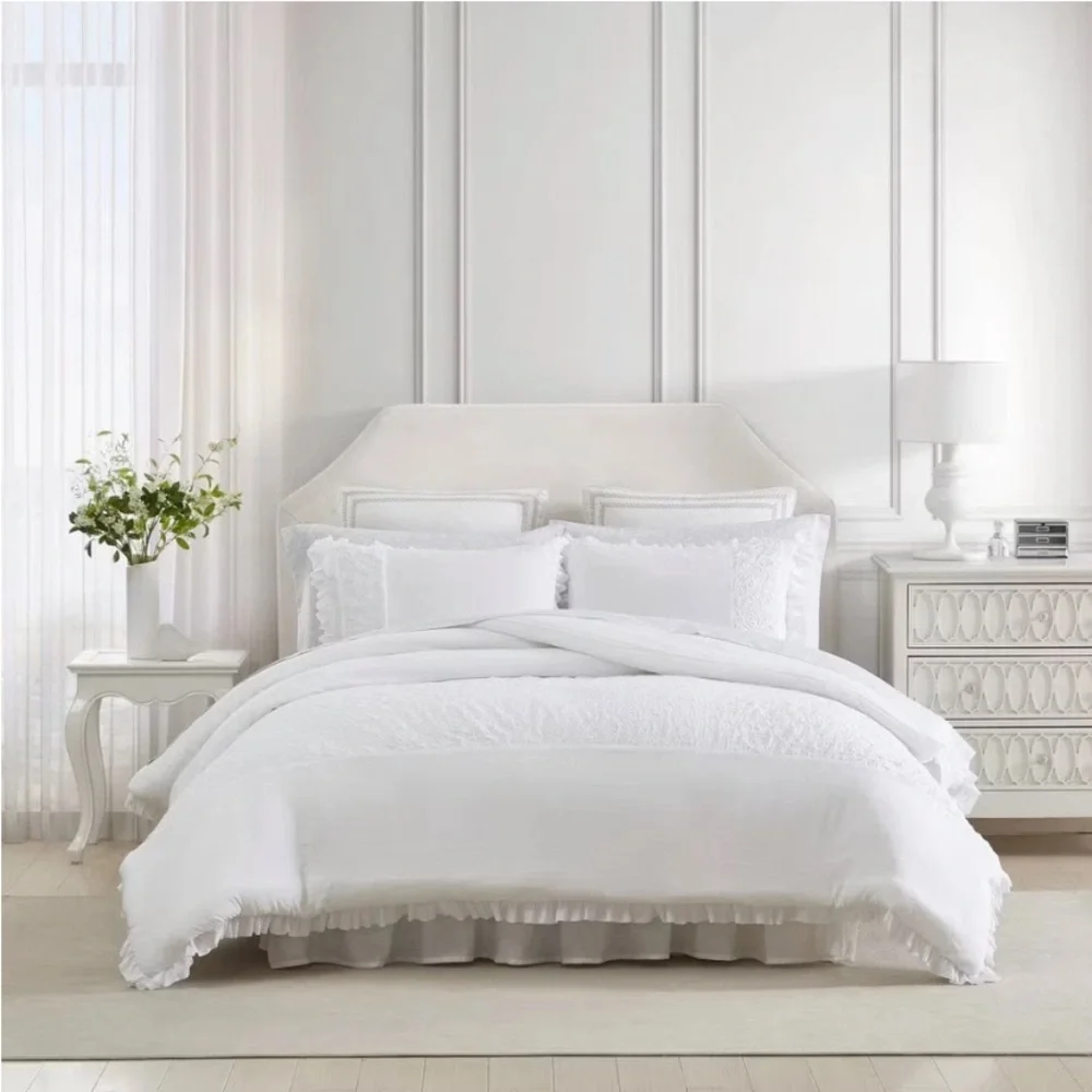 2pc Eyelet Ruffle Comforter Bedding Set White Twin Extra Long Laura Ashley